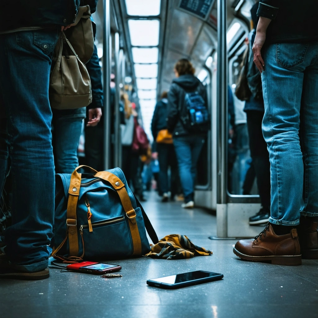Somber scene capturing the aftermath of a tragic incident on a train